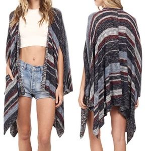 FREE PEOPLE Big Trail Cardigan Poncho Striped